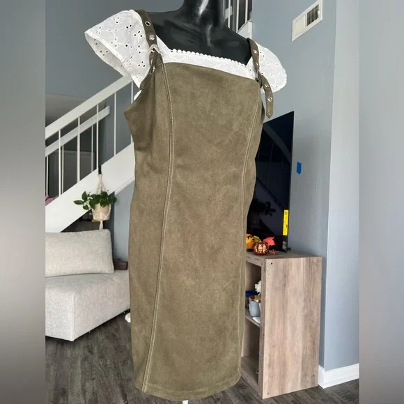 AUW | Dresses | Auw Dress Olive Green Size L Y2k Western Buckle Details |  Poshmark